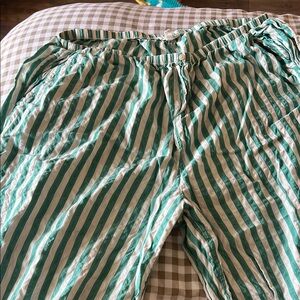 Green and White Striped pj Pants
